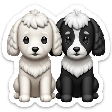 Un caniche blanco y otro caniche negro,los dos separados Y que sean caniches sticker