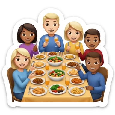 people eating dinner together sticker