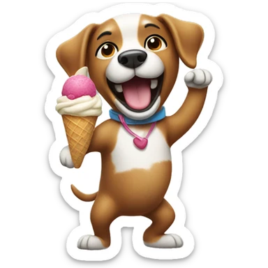 Dog dancing with ice cream sticker