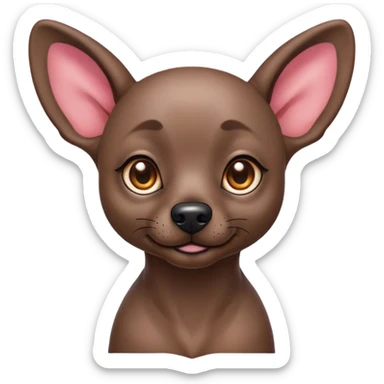 Cinematic Cute Xoloitzcuintle dog Portrait Emoji, Head tilted playfully and inquisitively, featuring smooth, hairless ebony skin with distinctive, artistic wrinkles, round, sparkling dark eyes filled with curiosity, Simplified yet irresistibly adorable features, highly detailed, glowing with a warm, friendly glow, high shine, affectionate and spirited, stylized with a touch of whimsy, bright and endearing, soft glowing outline, capturing the essence of a mischievous yet loving companion, so playful it feels like it could trot out of the screen and into your arms! sticker