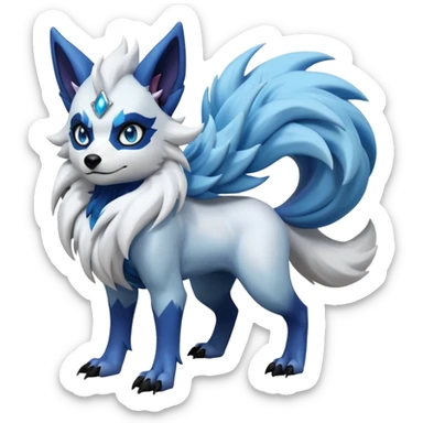 Cool edgy cute adorable hyper-realistic badass Suicune-Lycanroc-Absol-Fakémon-hybrid-creature (full body)  sticker