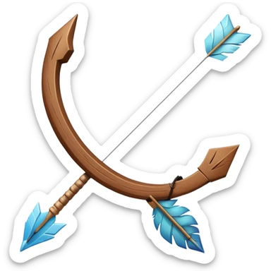 Arrow frozen mid-release, bow vibrating sticker