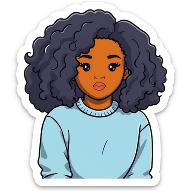 SZA with voluminous curly black hair sticker