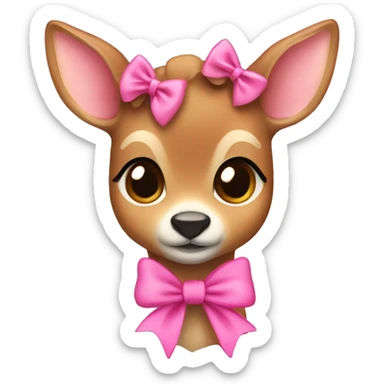 fawn with a pink bow sticker