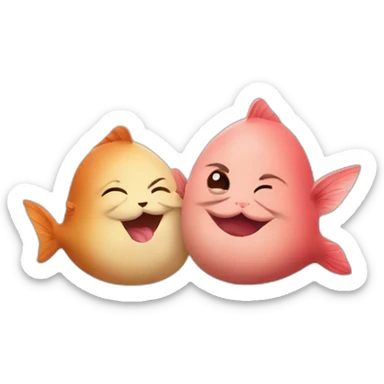 Otarie et Orque qui se font un bisous sticker