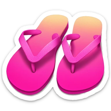 Realistic hot pink gradient pair of summer flip flops isolated. sticker