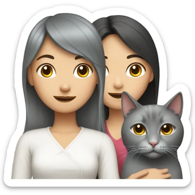 Gray cat and Asian girl sticker