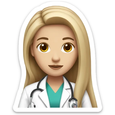 White girl doctor with long brown hair sticker