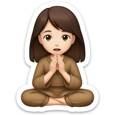 Brunette girl begging sticker
