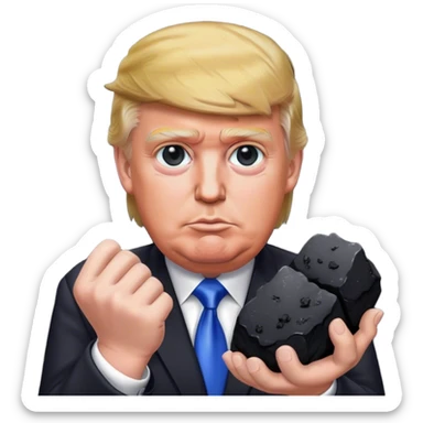 Trump holds coal in his hands sticker