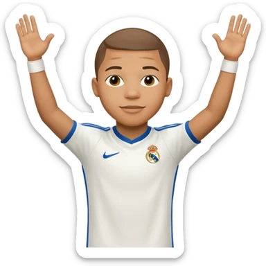 Mbappe hands crossed celebration for Real Madrid sticker