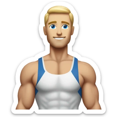 White man with lean body builder muscles andblue eyes sticker