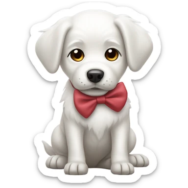 White dog with a bow on head sticker