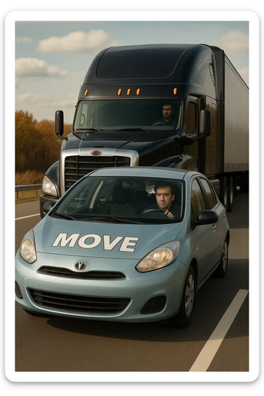 Change the semi truck to black, keep the rest of the scene the same, in a realistic style. sticker