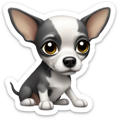 Chihuahua with grey and black color  sticker