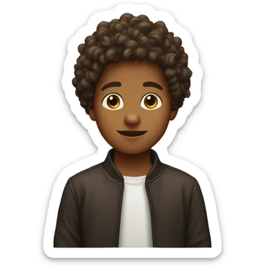 A brown kid with curly hair looks like he is 7 sticker