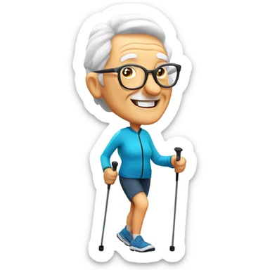 senior Nordic walking for whatsapp sticker