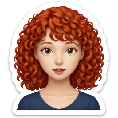 Mulher ruiva cabelo cacheado com franja rebelde  sticker