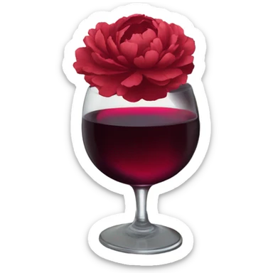 A crimson stack of books with deep red peonies and a glass of red wine sticker