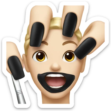 Black nails with brush sticker
