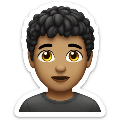 Light skinned teen with short black mullet mid fade sticker