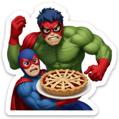 Homem aranha levando torta na cara de Hulk sticker
