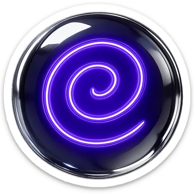 Increase the glow effect of the shiny chrome and purple spiral inside the floating translucent orb, making the glow more intense and radiant, with no background. sticker