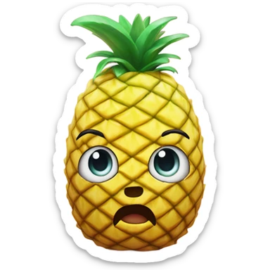 3D one shy pineapple  👱‍♀️🍍 with big shiny eyes 👀 The pineapple cute embarrassed ☺️ sticker