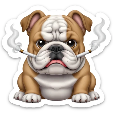 Bulldog with smoking coming out of its ears sticker