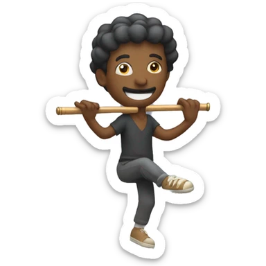 Man with flute twirling on pole sticker