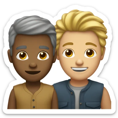 a boy (dirty blonde hair) with a man  sticker