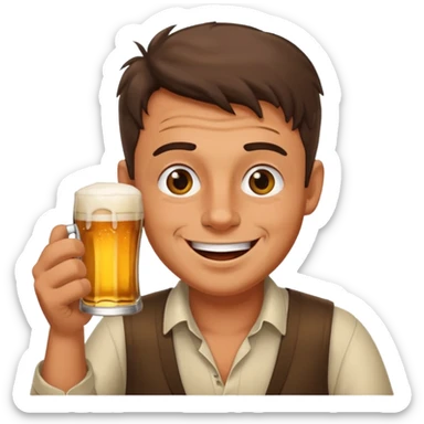 drunk man with a glass of beer sticker