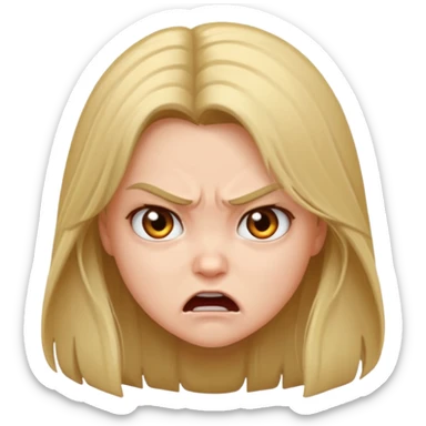 Cute girl face and have a long hair and angry but cutr sticker