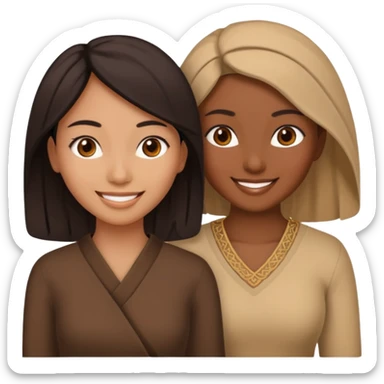 a group of 3 women, one is black, one is asian, one is indian sticker