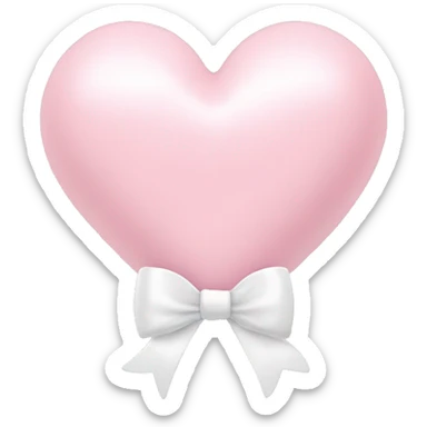 Pastel pink heart with white bow sticker
