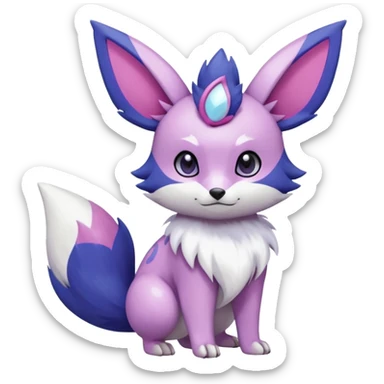 Shiny White with pastel Violet and Indigo and pink markings Eevee-Liepard-Zangoose-Pokémon-Digimon-Fakémon-fusion-hybrid-creature sticker