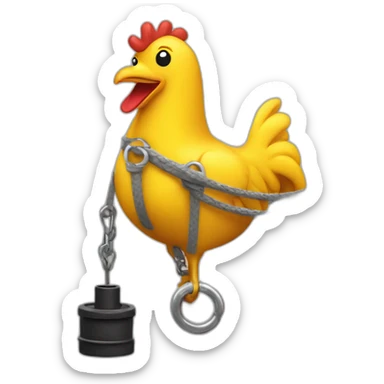 rubber chicken with a pulley in the middle sticker