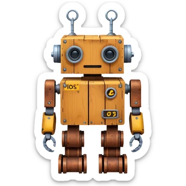 A robot made out of crates sticker