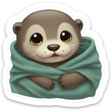 otter cozy in blanket sticker