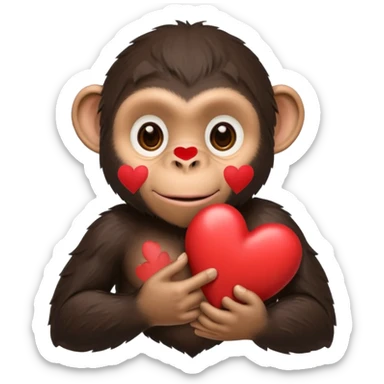 un chimpanze con un corazon sticker