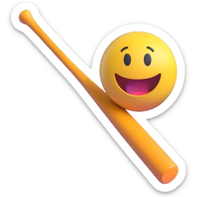 3D emoji style baseball bat with a ball sticker