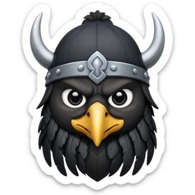 a cartoon Viking raven with horned cap sticker