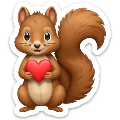 squirrel holding a heart, simple and expressive emoji style sticker