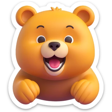 bear with an excited wow expression, 3D emoji style sticker