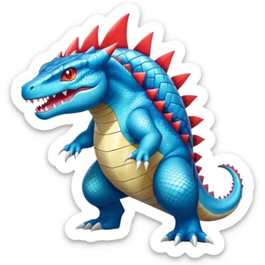 Shiny Exotic Colorful epic Gabite-Salamence-Koraidon-Feraligatr-Fakémon-hybrid-creature (full body)  sticker