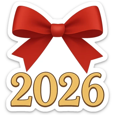 new year 2026 bow ,remove background sticker