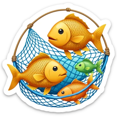 fishes in the fishing net sticker