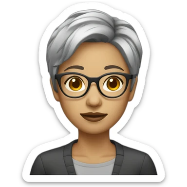 product designer female short hair glasses sticker