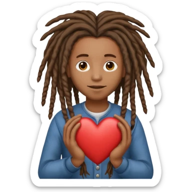 Holding heart out of chest brown skin person with dreads sticker