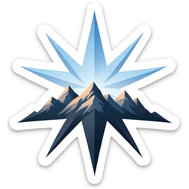 simple eight-pointed star with wide points, with only a basic mountain silhouette on it sticker